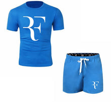 Load image into Gallery viewer, Roger Federer RF Tracksuit Summer Shirt +Shorts Outwear Sporting Men Sets T Shirts clothing Two piece suit Casual Tshirt