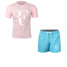 Load image into Gallery viewer, Roger Federer RF Tracksuit Summer Shirt +Shorts Outwear Sporting Men Sets T Shirts clothing Two piece suit Casual Tshirt