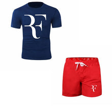 Load image into Gallery viewer, Roger Federer RF Tracksuit Summer Shirt +Shorts Outwear Sporting Men Sets T Shirts clothing Two piece suit Casual Tshirt