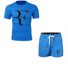 Load image into Gallery viewer, Roger Federer RF Tracksuit Summer Shirt +Shorts Outwear Sporting Men Sets T Shirts clothing Two piece suit Casual Tshirt